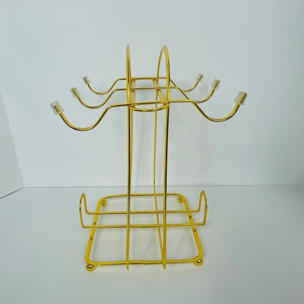 Unbranded Mug Tree Countertop 6 Hook Gold Metal Modern Kitchen Stand Excellent